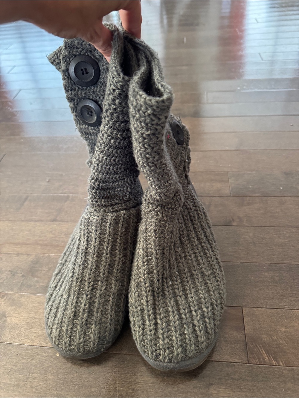 Women’s Grey Knit Slip-On Boots